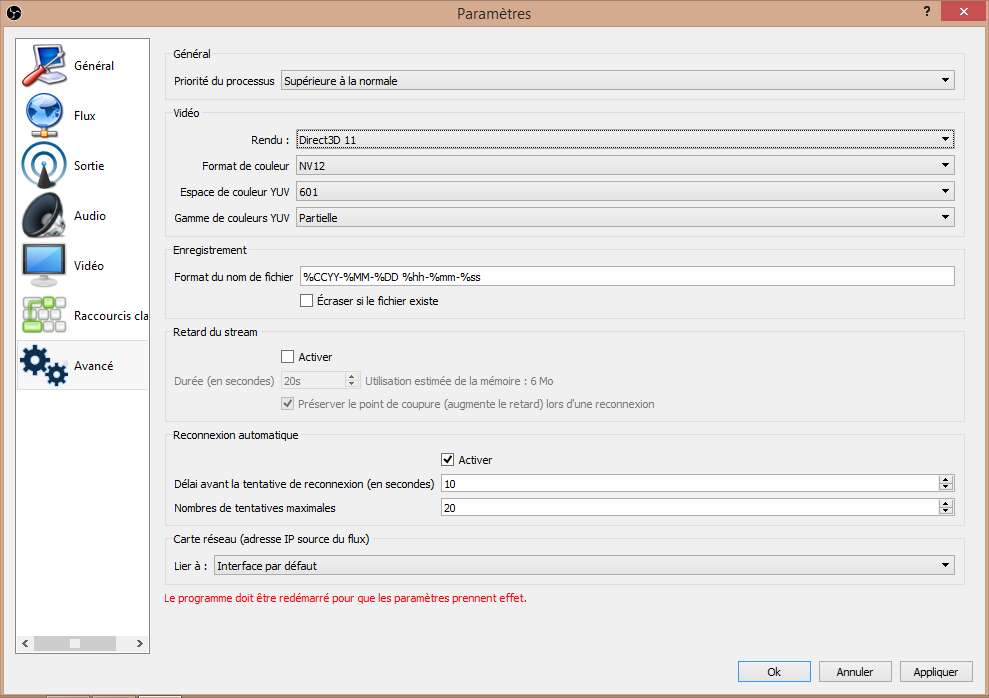 Configuration avancée de OBS