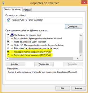 Configuration des protocoles IPv4 et IPv6