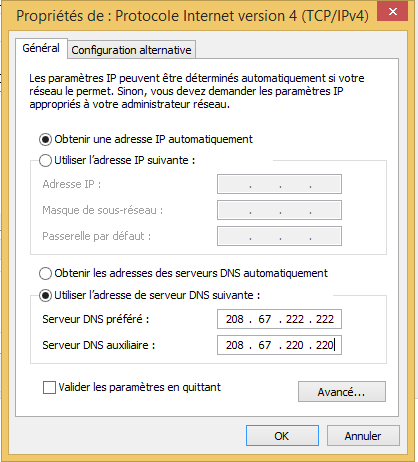 Configuration DNS IPv4