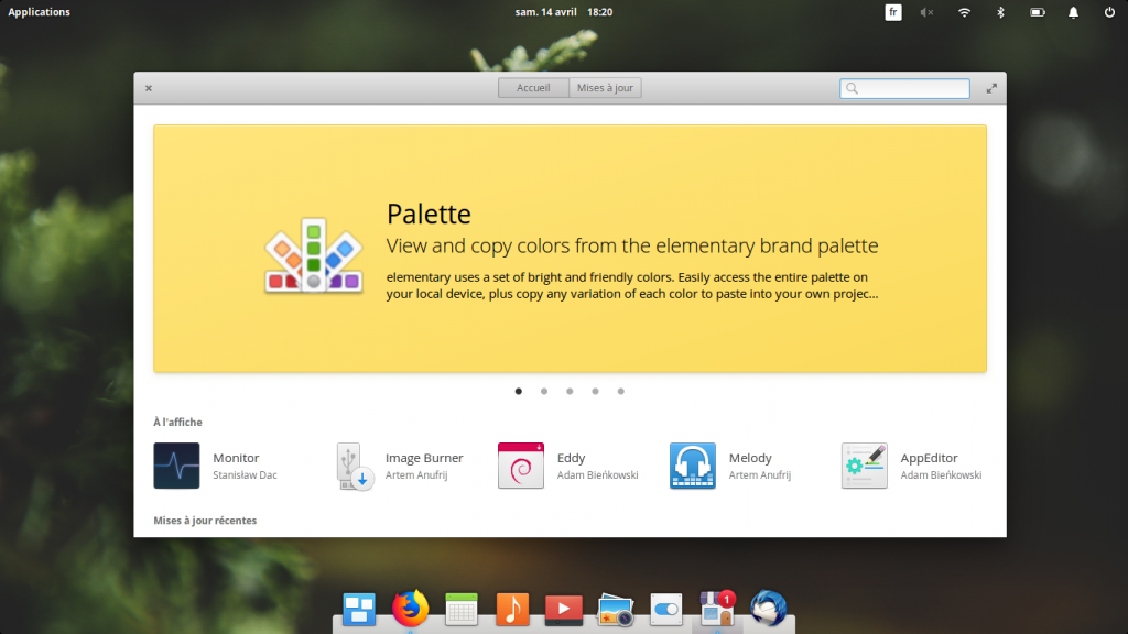 Bureau elementary OS avec le dock