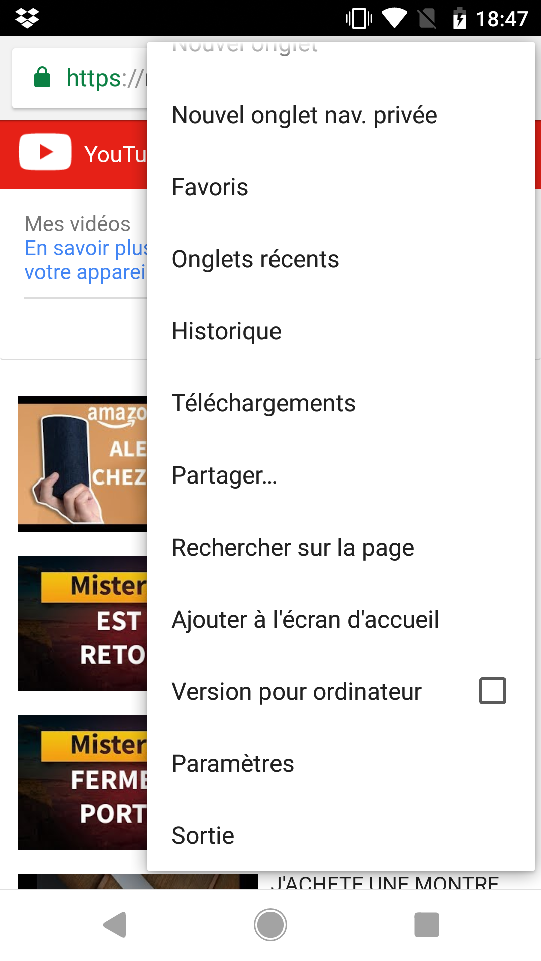 Ouvrir les paramètres Brave sur YouTube