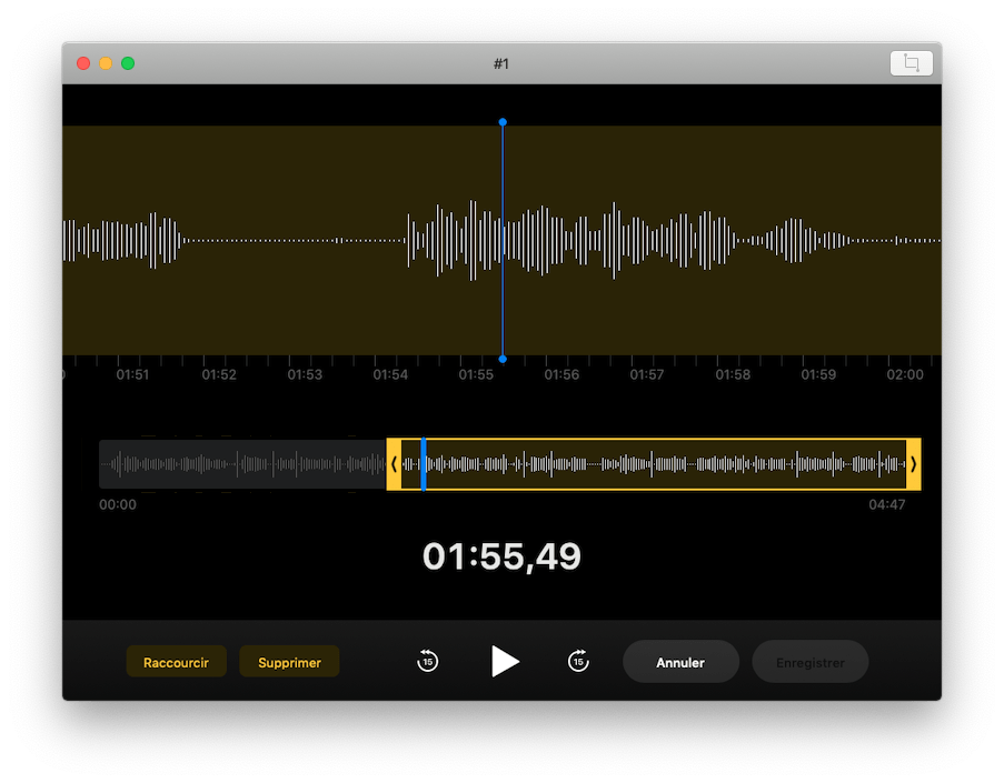 Edition piste audio Dictaphone MacOS