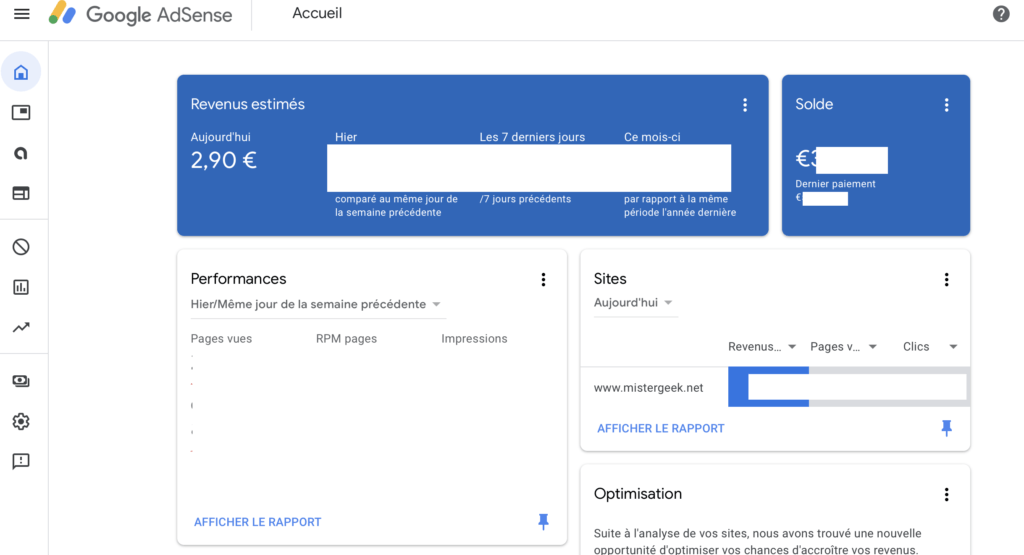 Monétisation avec Adsense