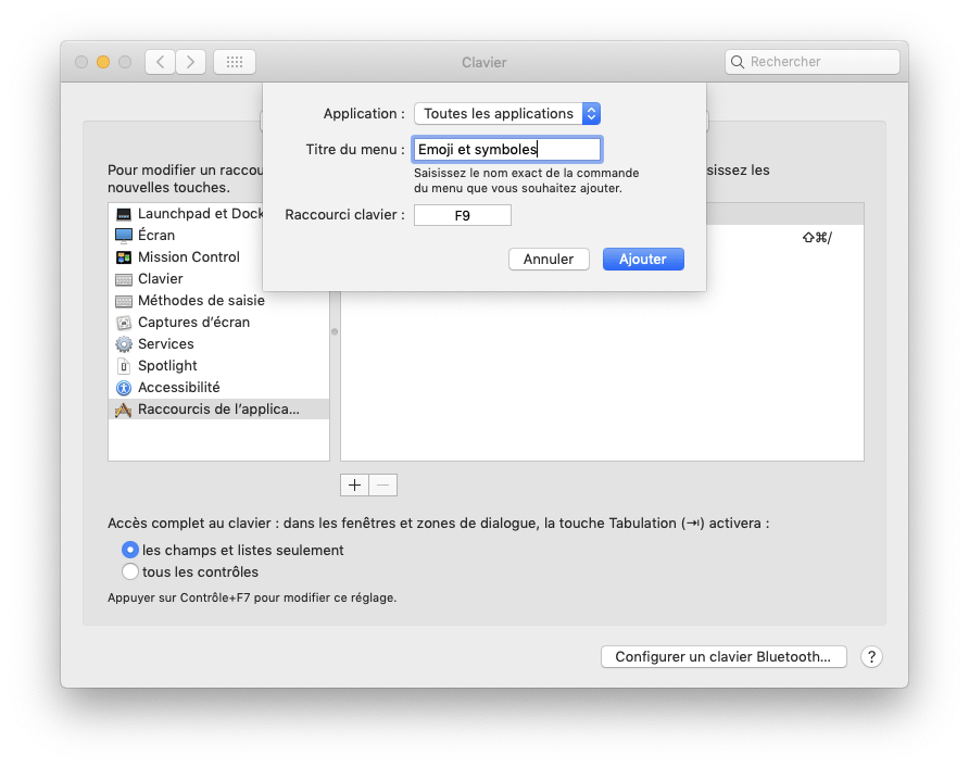 Ajouter un raccourci clavier sur macOS