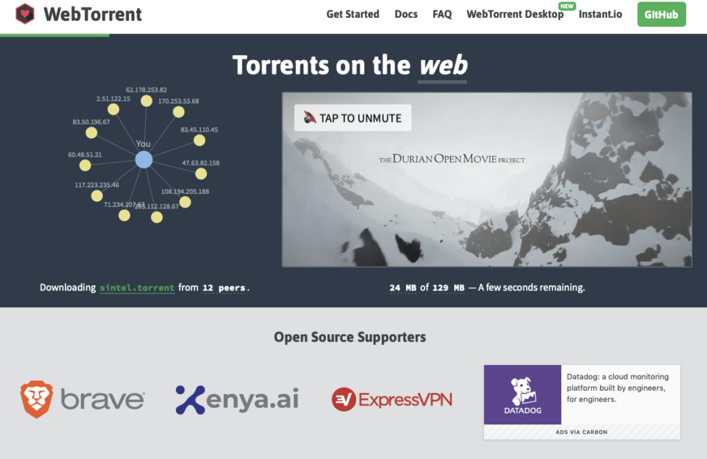 Streaming vidéo avec WebTorrent