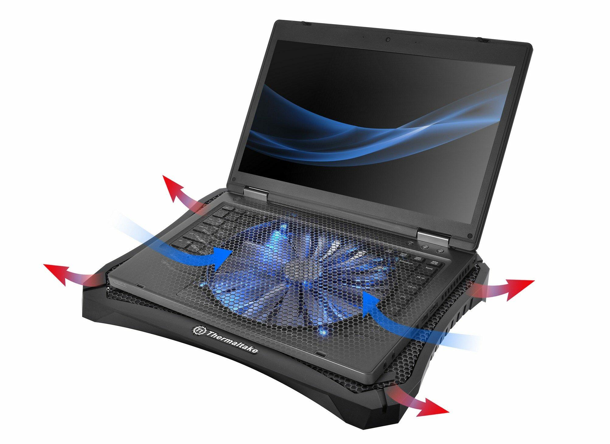 Rallonger la vie de votre PC Portable, tout en augmentant ses performances ! 5 Thermaltake Massive V20 Laptop Cooling Pad large 200mm fan with big airflow offers high cooling performance