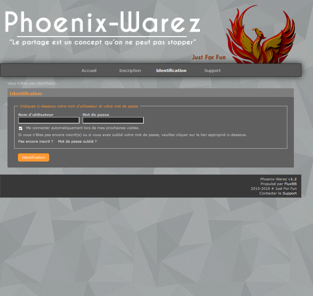 Page d'accueil de Phoenix-Warez.cc