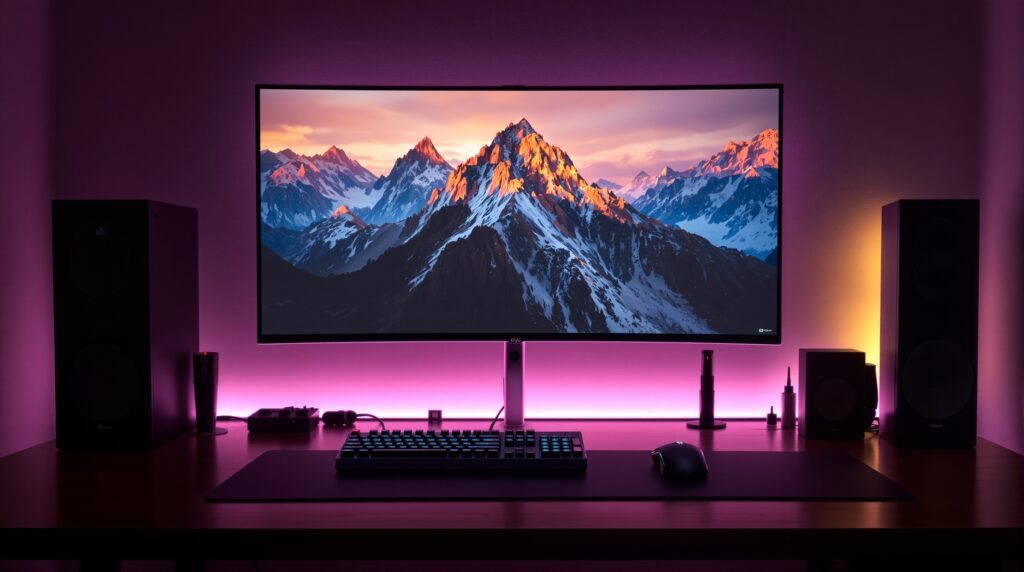 Bureau avec éclairage Philips Hue