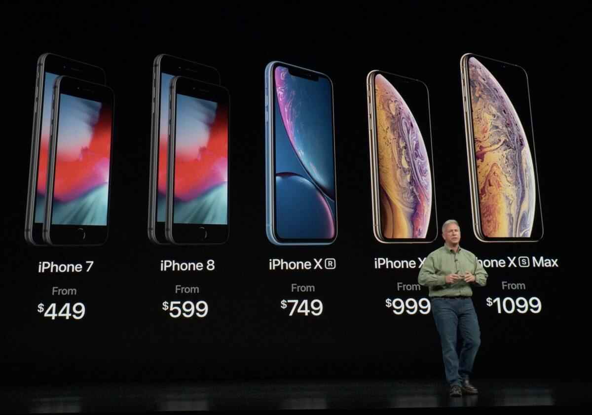 Prix de l'iPhone Xr, Xs et Xs Max.
