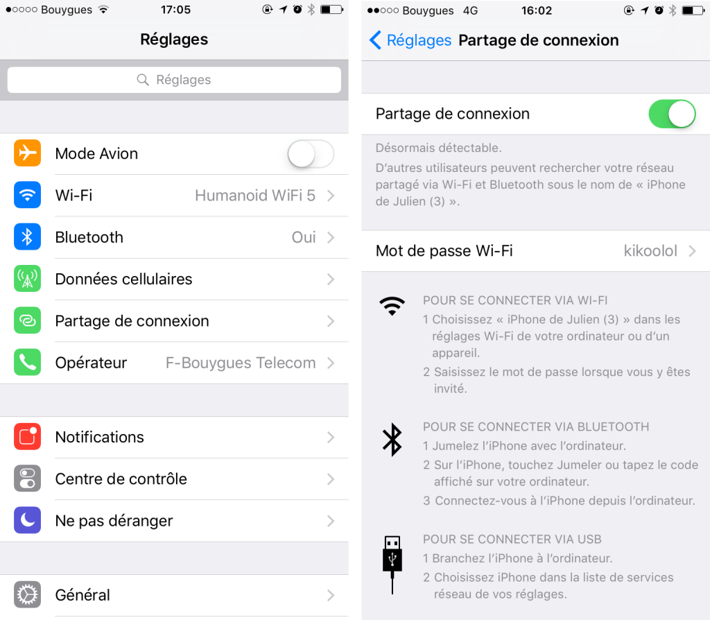 Partager la connexion de son smartphone iOS ou Android 6 partage de connexion avec ios
