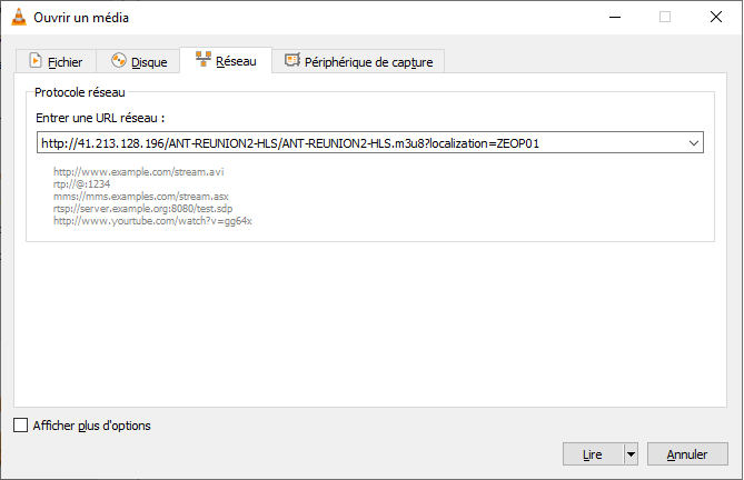 Regarder Antenne Réunion avec VLC