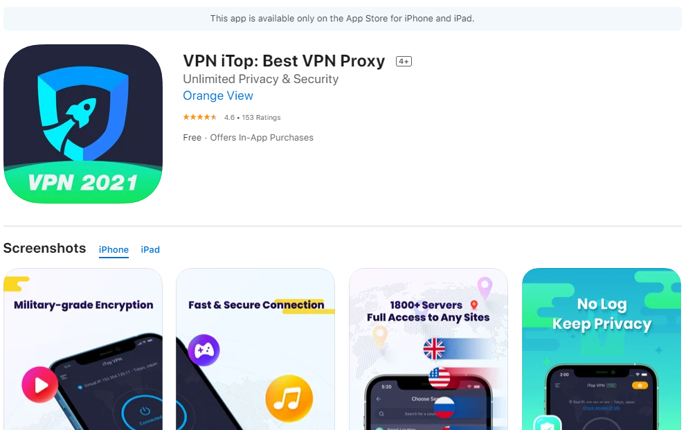 iTOP VPN sur iOS