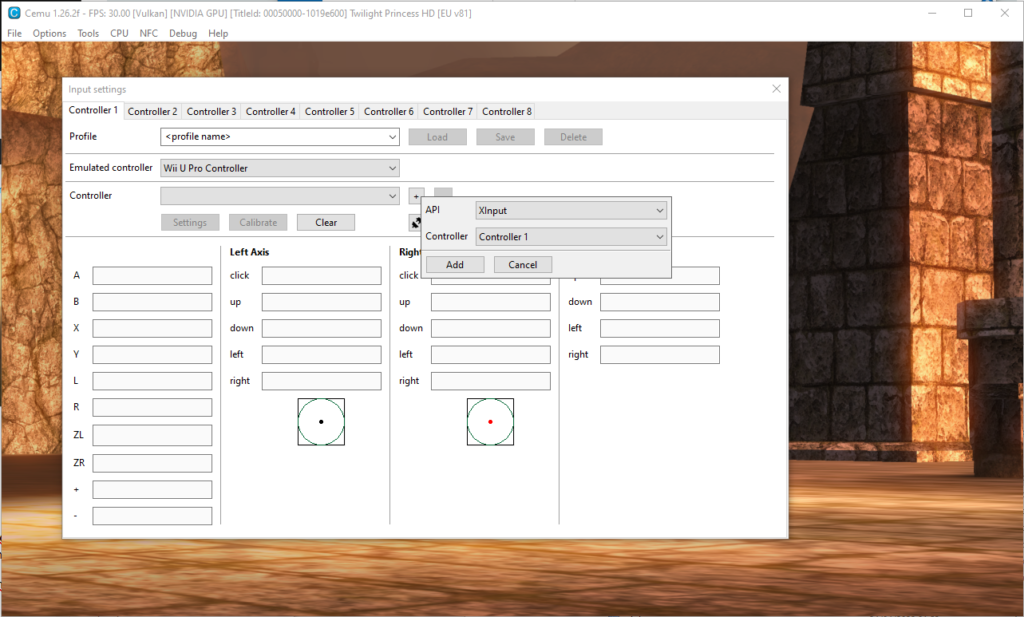 Configuration de la manette XBOX sur CEMU