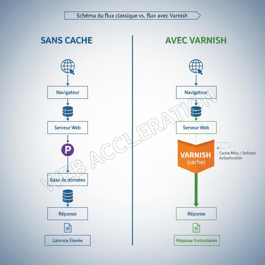 Schéma de fonctionnement avec et sans varnish