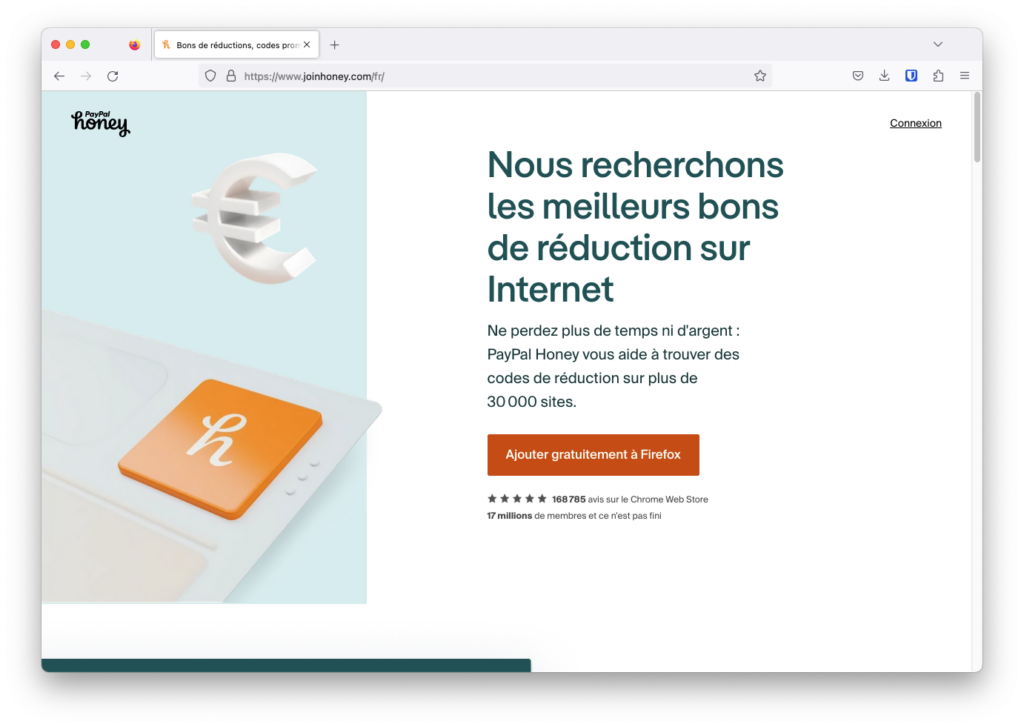 Honey est une extension qui vous propose des coupons de réduction sur les sites marchands