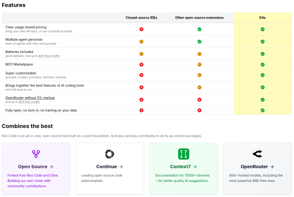 Comparatif Kilocode avec Cline et Roocode