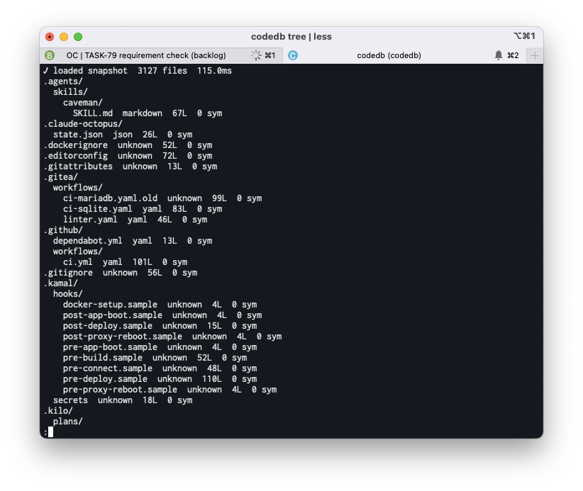 Exemple de réponse de CodeDB : résultats bruts et optimisés pour les agents IA